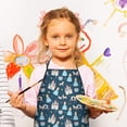 thumbnail image 3 of Dark Blue Princess Castle Pattern Kids Aprons for Girls and Boys,Adjustable Neck Strap Toddler Aprons for Kids Cooking Baking,23.6"x19", 3 of 7