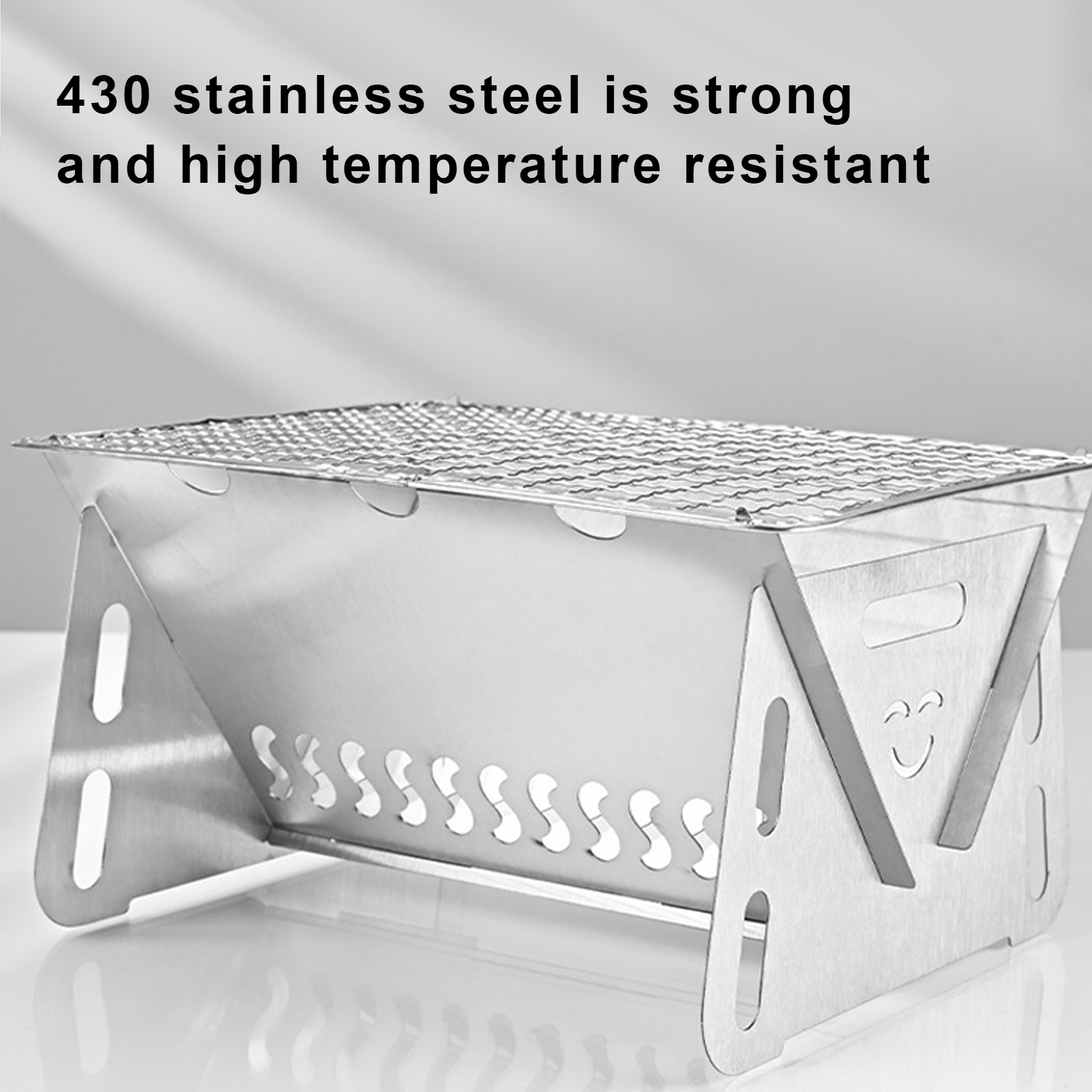 ASKMZ Portable Charcoal Stove Folding Campfire Rustproof Resistant Hollow Design Outdoor Indoor Barbeque
