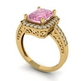 thumbnail image 2 of Clara Pucci 14K Yellow Gold Solid Gold Pink Halo Anniversary Ring for Women - 2.78 cttw Emerald Cut, 2 of 8