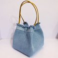 thumbnail image 3 of Mini bolsos de mezclilla para mujer, bolsos y carteras de diseñador de lujo, novedad de 2023, bolso de hombro de tela con borlas y remaches, 3 of 5