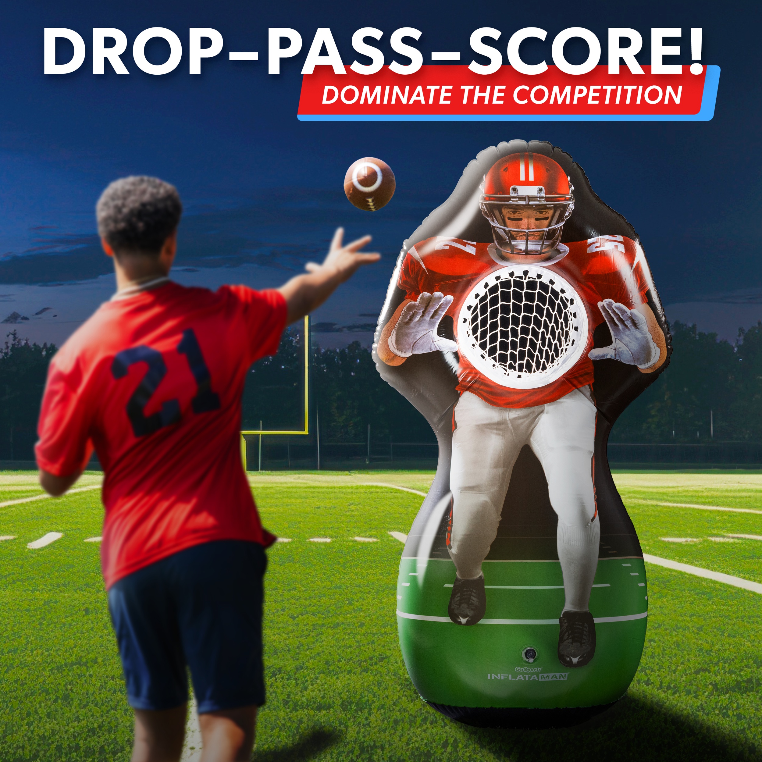 GoSports Inflataman Football Challenge - Inflatable Receiver Touchdown Toss Game