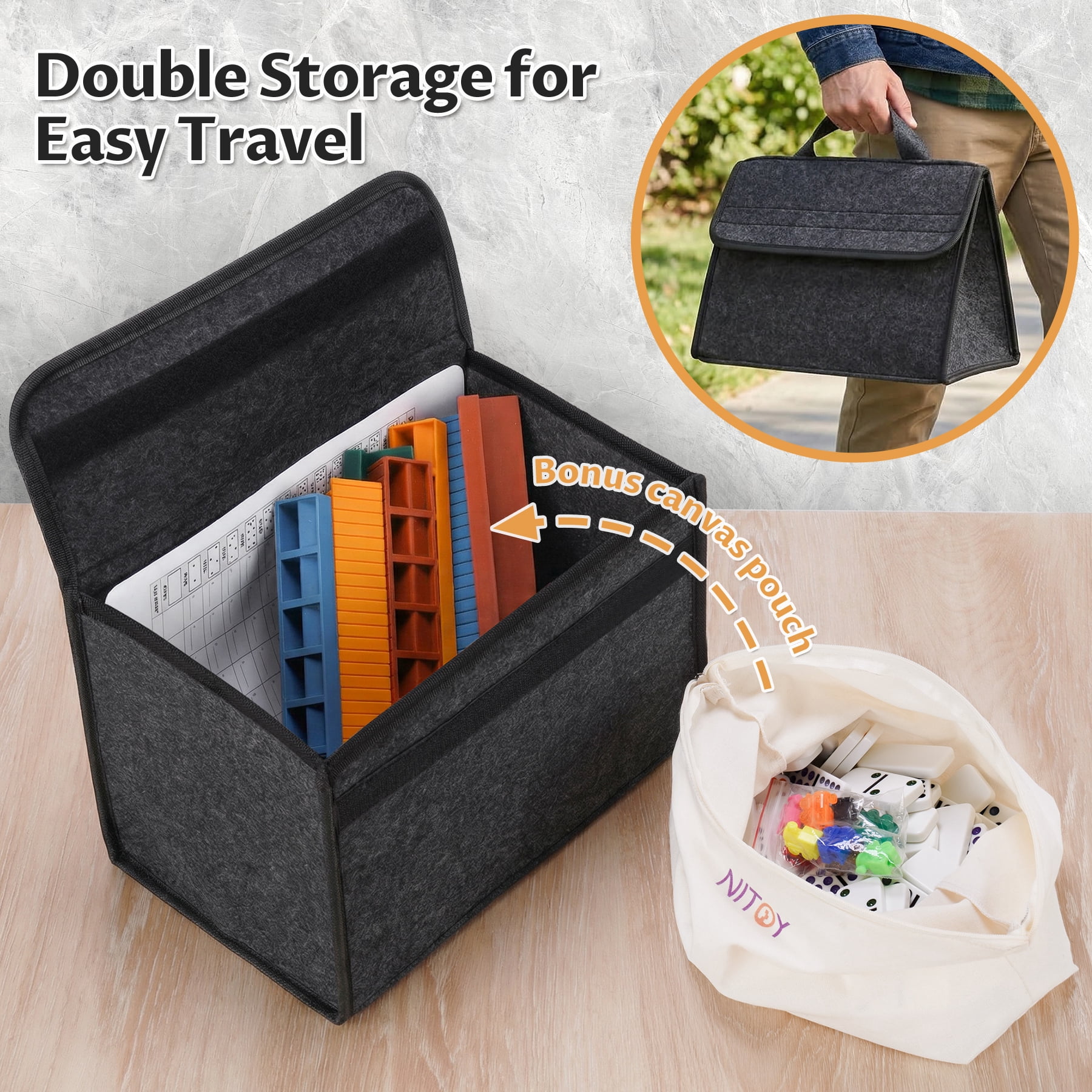 Mexican Train Dominoes Set for Adults, Double 12 Dominoes with 8 Silicone Racks, 91 Color-Coded Tiles, Hub, 9 Train Markers, Scoreboard & Carry Bags - Classic Family Board Game