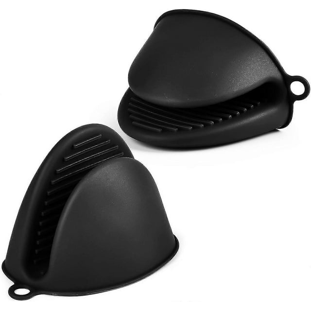 Guante de silicona grueso para horno, 1 par de guantes de horno resistentes al calor, guantes de cocina antideslizantes, guantes de cocina resistentes al calor para cocinar, barbacoa, hornear (negro)