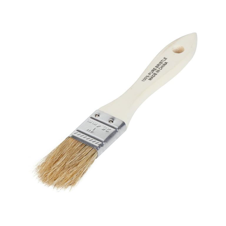 Natural Bristle Flat 1-In. Chip Household Paint Brush for Paint and Crafts, Brown