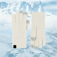 thumbnail image 2 of SUXIAN Thermal Gloves Winter Knit Pattern Touchscreen Mittens Cold Weather Cycling Everyday Use Warm Winter Gloves Women Beige One Size, 2 of 5
