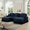 thumbnail image 2 of Newest Classic Comfy Modular U Shape Sectional Sofa Couch,Flared Arms,Removable Ruffles Pleats Skirts,Spindle Legs, Upholstered Chenille Deep Seat Cloud Sofa,Movable Ottomans, Blue, 2 of 20
