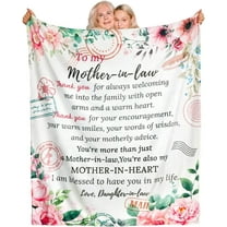 Mother in Law Blanket -Mother in Law Gifts from Daughter in Law- White Throw Blankets -Cozy Soft Floral Mother in Law Plush Blanket - Birthday for Mother in Law -50x60 Inch