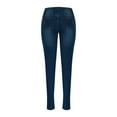 thumbnail image 5 of CENGNIAN No Boundaries Women's Side Button Ankle Jeans,Ladies Stretchy Washed Denim Pants,Shaping Butt Lift Trousers For Women,Blue,Size L, 5 of 9