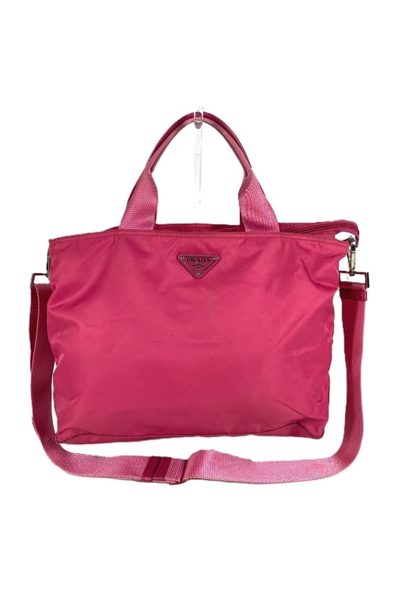 Pre-Owned PRADA Triangle Logo Plate Bag - 2-Way (Tote Bag, Handbag, Shoulder Bag) Nylon Men's &...
