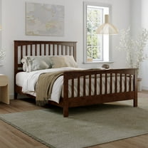 Camilla Queen Wood Low Profile Platform Bed with Matching Footboard in Walnut