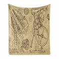 thumbnail image 1 of Steampunk Soft Flannel Fleece Blanket, Retro Hand-Drawn Infographic of Mechanisms and Machines Inspired Print, Cozy Plush for Indoor and Outdoor Use, 60" x 80", Beige and Dark Brown, by Ambesonne, 1 of 6