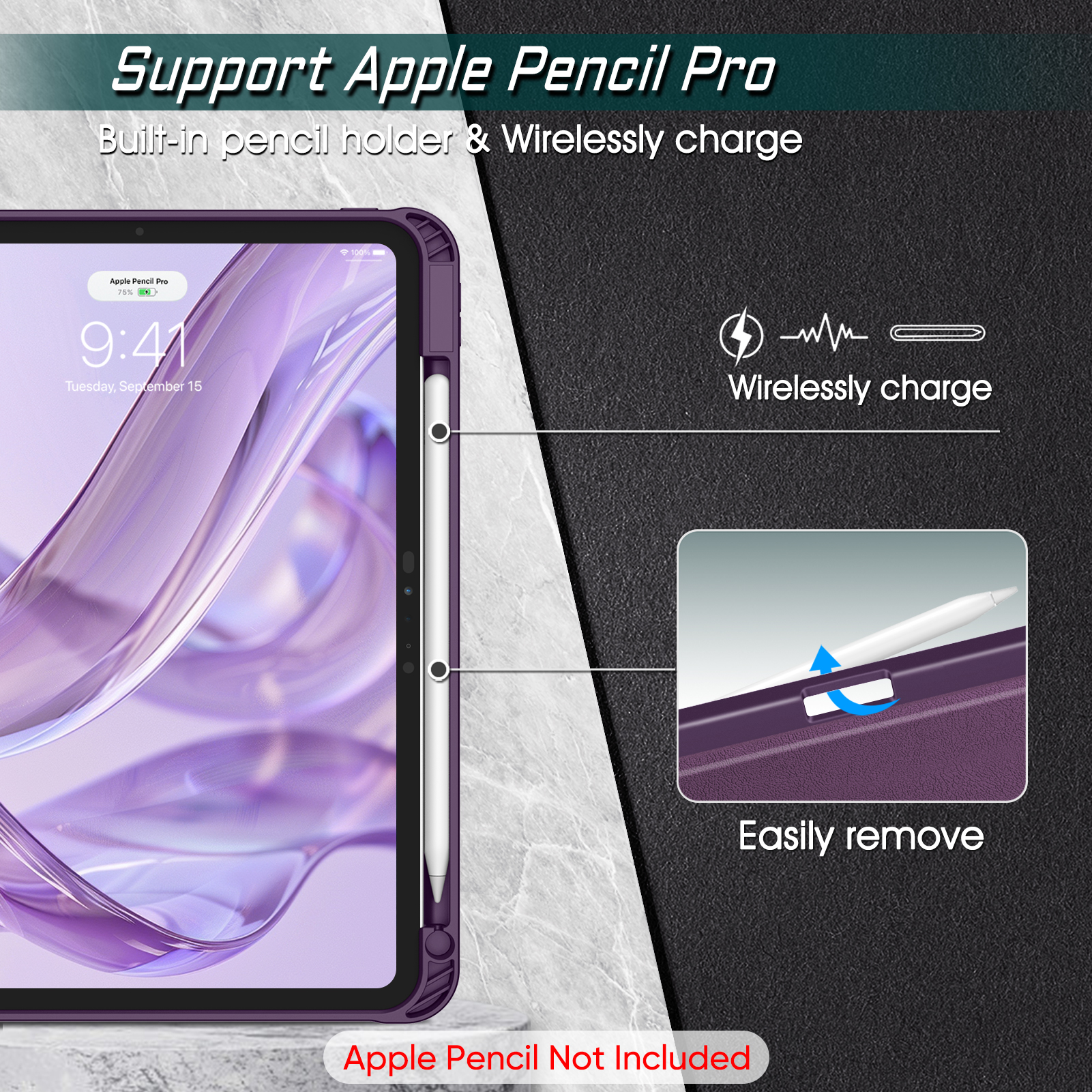 Fintie Magnetic Stand Case for iPad Pro 11-inch (M5) 2025 / (M4) 2024 - Multiple Angles Shockproof Rugged Soft TPU Cover with Pencil Holder, Purple