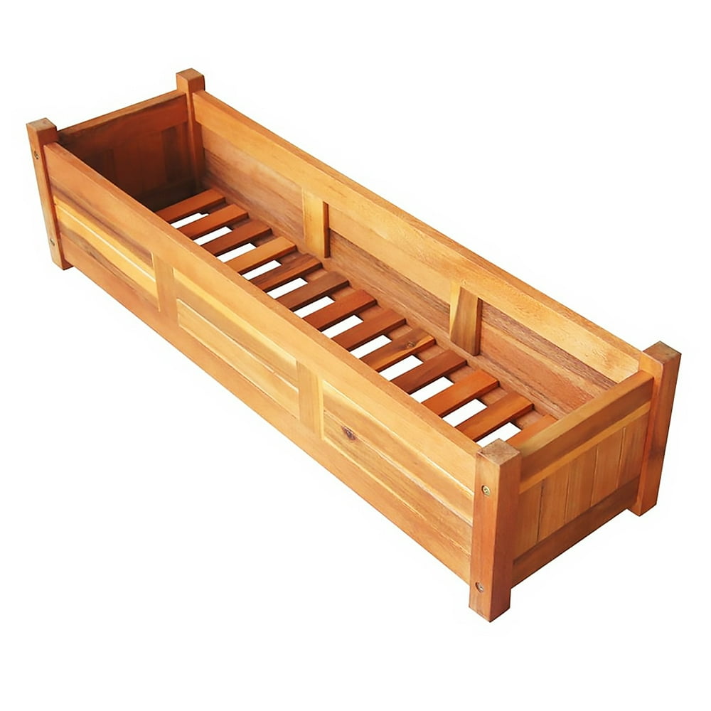 Planter Box Acacia Wood Outdoor Garden Raised Bed Above