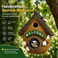 thumbnail image 5 of YAMB Tree Stump Honeycomb Bird Feeder, Dual-use Bird Nest & Feeding Station with Metal Hook, Easy-fill & Wash Bird Food Container for Outdoor Courtyard Garden Accessory & Bird Lovers, 5 of 6