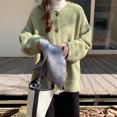 thumbnail image 1 of Suéter de mujer de manga larga con cuello redondo de estilo perezoso japonés abrigo otoño e invierno nuevo cárdigan de punto ceroso suave top suelto para usar afuera, 1 of 5