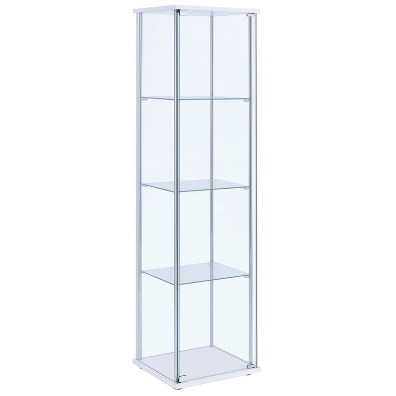 3-Shelf Glass Curio Cabinet Clear Storage Display Tall Tower Shelves Furniture 