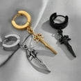 thumbnail image 4 of GROFRY Smooth 1 Pair Men Earrings Solid Color Sword Shape Punk Style Portable Drop Earrings for Daily Wear, 4 of 8