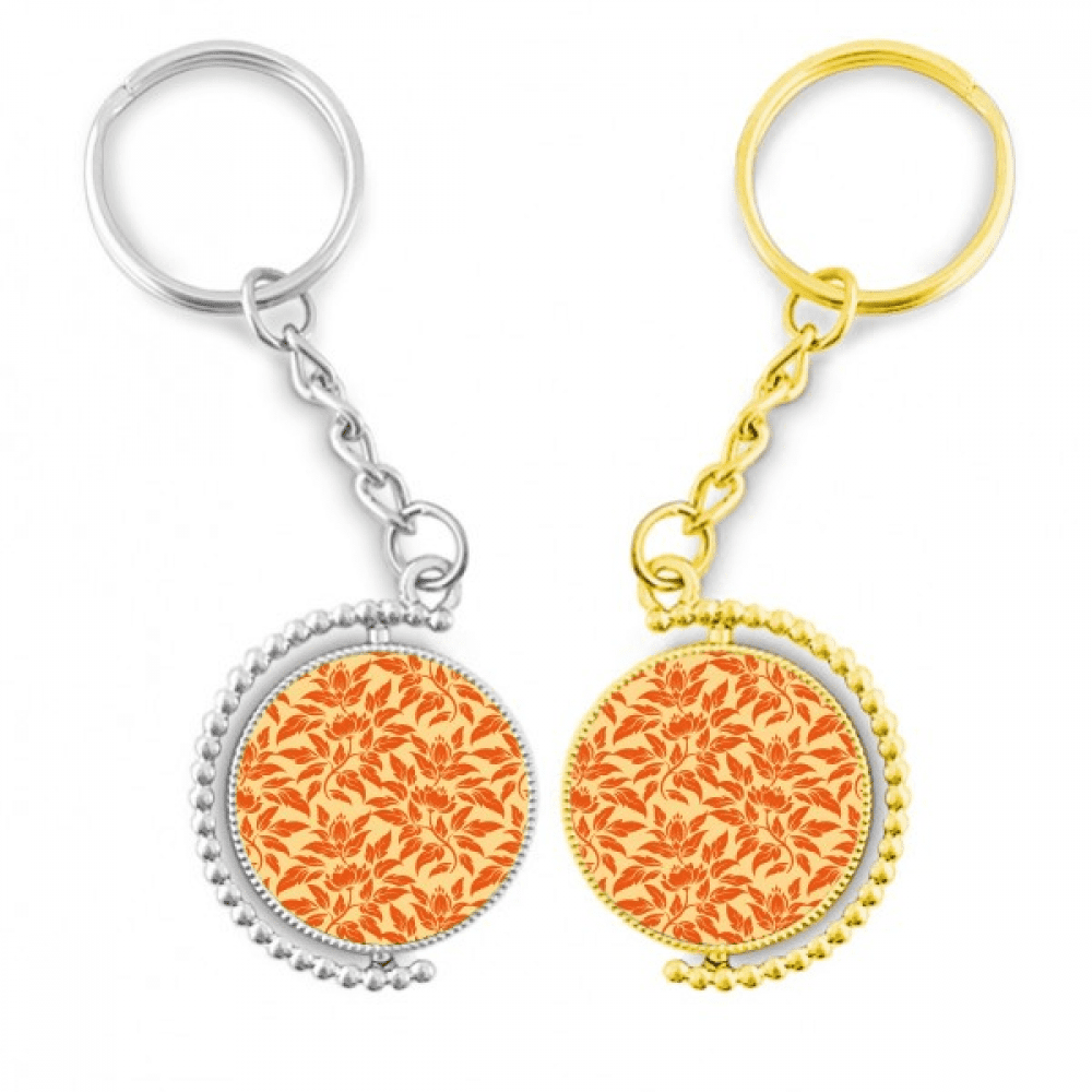 orange en decorative classic floral rotating rotating key chain ring accessory couple keyholder