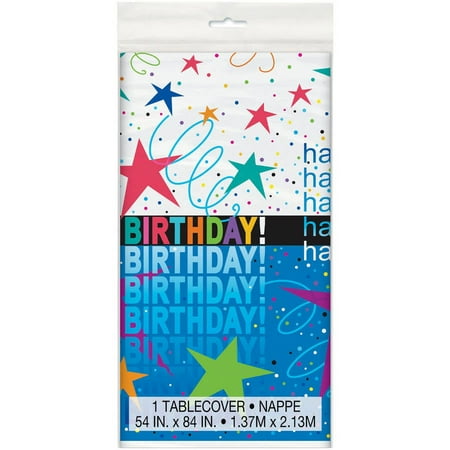 Plastic Cosmic Birthday Table Cover, 84" x 54"