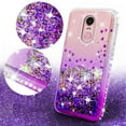 thumbnail image 3 of Cute Phone Case for LG Stylo 5 / Stylo 5 Plus Case w[Temper Glass] Liquid Glitter Bling Diamond Bumper Girls Women for LG Stylo 5 / Stylo 5 Plus - Clear/Purple, 3 of 5