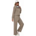 thumbnail image 4 of LMSOBT Two Piece Sets for Women Fall Travel Vacation Outfits 2026 Long Sleeve Lounge Sets Side Slit Wide Leg Pants, 4 of 5