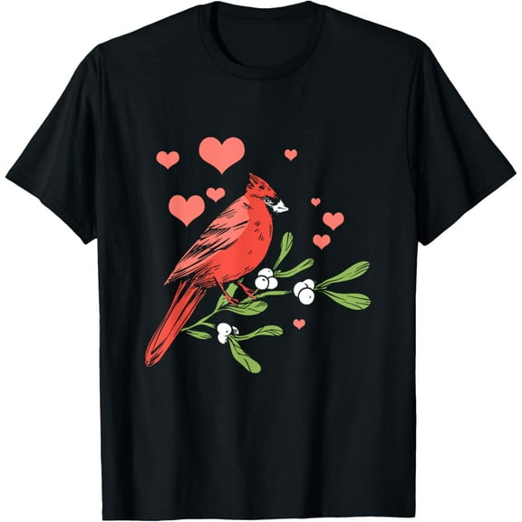 Red Cardinal Bird Lover Watching Birdwatcher Birder Heart T-Shirt