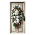 thumbnail image 2 of HomeKingdee Snowman Door Cover Christmas Banner for Front Door Outdoor Indoor Decoration Large Holiday Wall Backdrop with Red Scarf Pinecones Santa Hat Winter Decoration, 2 of 6
