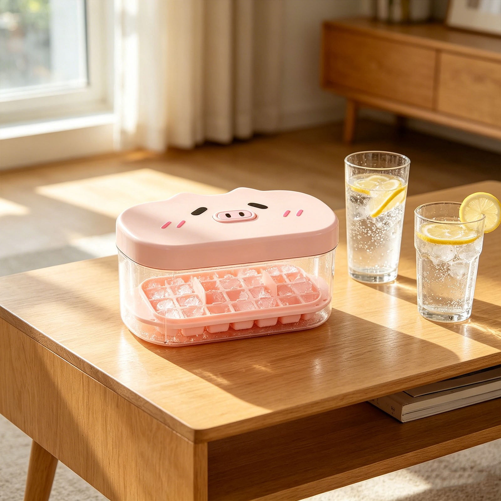 SSZMDLB 3Pcs Cartoon Pig Ice Tray, One-Press Silicone Ice Maker , Easy Release Ice Maker for Kitchen Freezer, Cute Animal Shape Ice Maker Tray for Party Drinks