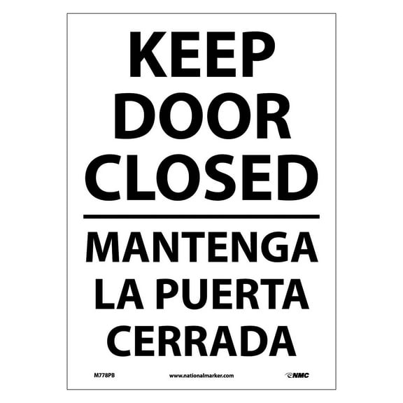 National Marker Information Labels; Keep Door Closed Bilingual 14X10 Adhesive Vinyl M778PB