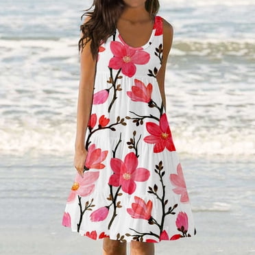 Women's Linen Plus Size Maxi Dress - Sleeveless Flowy Beach Sundress With Pockets