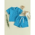thumbnail image 3 of Musuos Baby Summer 2 Piece Outfits Checkerboard Pattern Short Sleeve T-Shirt and Elastic Shorts Set for Toddler Girl Boy, 0-3 Years, 3 of 10