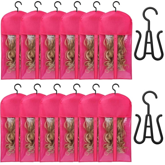 Pink Hair Extension Holder Wig Storage Hanger for Multiple Wigs & Accessories