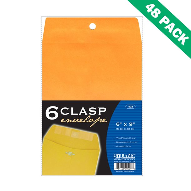 Yellow Clasp Envelopes, Business Mailing Envelope 6x9 Clasp (6/pack