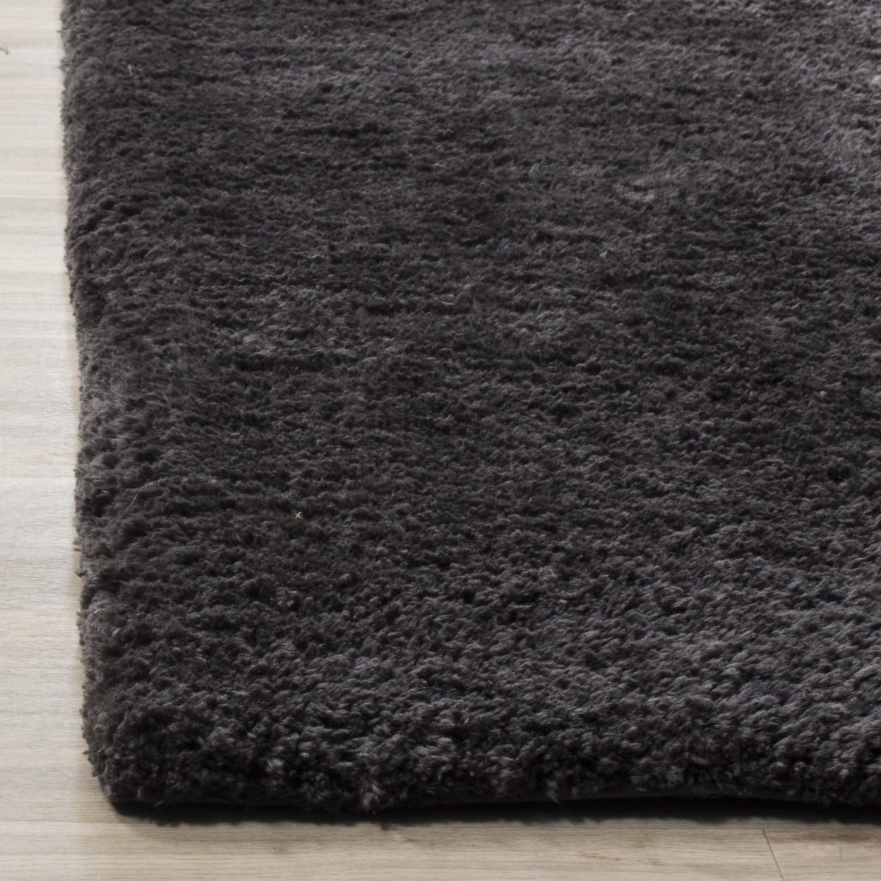 SAFAVIEH Sybella Solid Plush Polyester Sheep Shag Area Rug, Charcoal, 5' x 8'