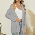 thumbnail image 4 of UVEASISHA Womens Lightweight Cardigans Open Front Long Sleeve Shrugs Solid Casual Duster Jacket with Pockets Gray S, 4 of 9