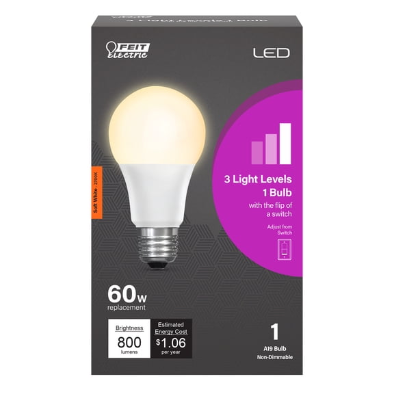 Feit Electric Intellibulb LED 8.8 Watt (60W Equivalent) Soft White Switch 2 Dim A19 Medium E-26 Base