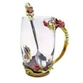 thumbnail image 1 of Juegos de tazas de té con diseño de mariposa y flores esmaltadas, tazas de café de vidrio, 1 of 5