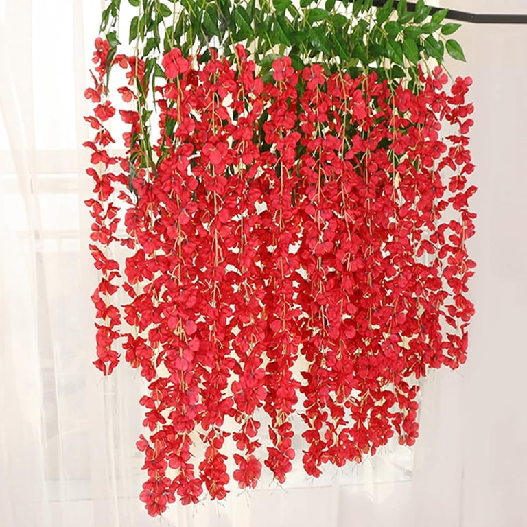NAMZI Red Wisteria Hanging Flowers, 12 Pack Flower Vines, Fake Wisteria,  3.61 Feet Artificial Wisteria Flowers, Hanging Wisteria Flowers Garland,  Flower Garland for Decor - Walmart.com