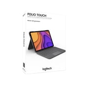 Logitech Folio Touch Keyboard/Cover Case (Folio) Apple, Logitech iPad Air (4th Generation) Tablet - Oxford Gray - Scuff Resistant, Scratch Resistant, Spill Resistant - Woven Fabric - 10.1 Height
