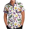 thumbnail image 2 of Gamivast Mardi Gras Shirts for Men Regular Fit Striped Short Sleeve Casual Shirt Breathable Lightweight Button Down Tropical Shirts Party Beach Outfits, 2 of 6