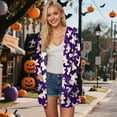 thumbnail image 2 of Kaprioy Cardigan Sweaters for Women Long Sleeve Cardigan Halloween Soft Open Front Fall Fashion V-Neck Outwear Dressy Loose Coat Dark Purple, XL, 2 of 9