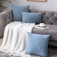 thumbnail image 3 of Powder Blue Pillow Covers 20x20 Inch Set of 2 Rustic Farmhouse Chenille Decorative Throw Pillow Covers Square Cushion Case for Home Sofa Couch Decoration, 3 of 7