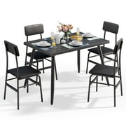 Aiho 5-Piece Kitchen Dining Table Set for 4 for Dining Room, Black