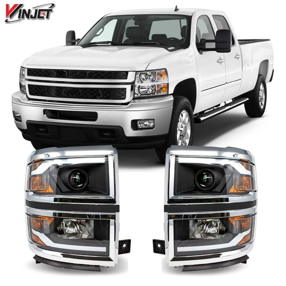 Winjet Renegade Series for [2014-2015 Chevy Silverado] Projector Headlights Switchback Sequential DRL Bar