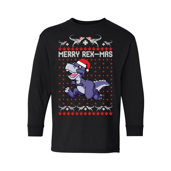 Awkward Styles Christmas Long Sleeve Shirt for Kids Youth Boys Girls Merry Rexmas Xmas Shirt