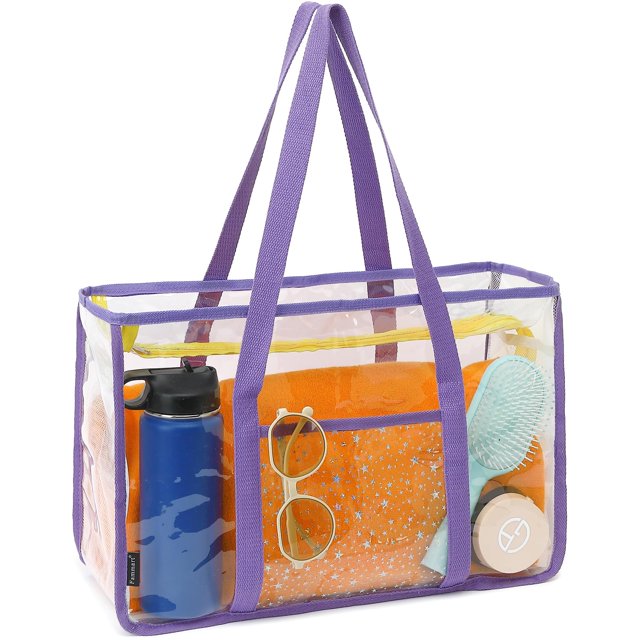 Bolsa Transparente de Playa Fammart para Mujer, Impermeable con Cierre