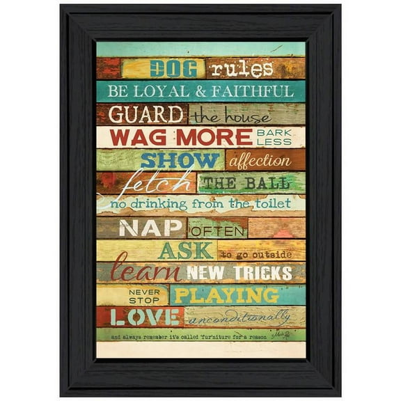 Dog Rules By Marla Rae Printed Framed Wall Art Wood Multi-Color