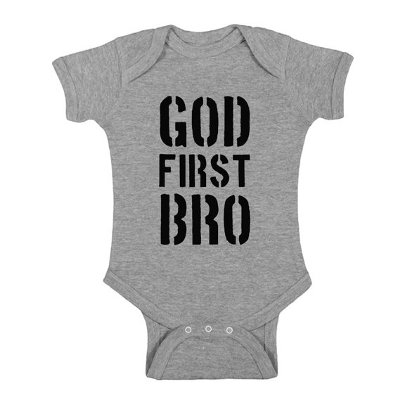 Awkward Styles God First Bro Baby Bodysuit Short Sleeve Top for Newborn Baby Christian Clothes for Baby Boys Christian Bodysuits for Baby Girls Jesus Clothing for Baby Kids God First Bro One Piece