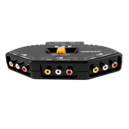 12 Way Splitter - 3 Way Audio Video AV RCA Composite Switch Selector Box Splitter For XBOX XBOX360 DVD PS2 PS3 - Black