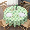 thumbnail image 3 of Green Yellow Checkerboard Checkered Pattern Round Tablecloth 60"x60",Wrinkle Wipeable Table Cloth for Kitchen Dining Room Picnic Patio Party, 3 of 6